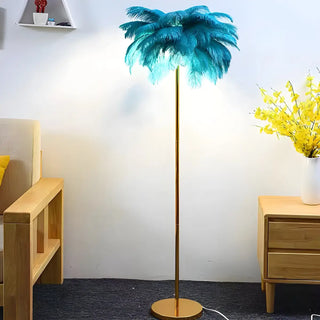 Creative Pink Feather Palm Tree Metal LED Floor Lamp Zawala Image - 3