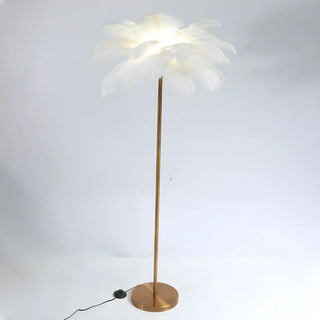 Creative Pink Feather Palm Tree Metal LED Floor Lamp Zawala Image - 4