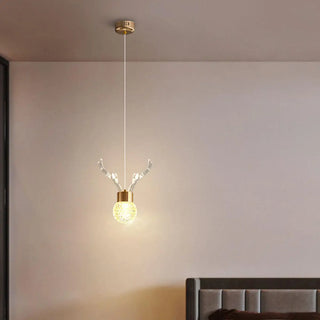 ZOWALA - Modern Crystal Antler Globe Gold Pendant Light Image - 2