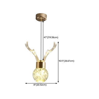 ZOWALA - Modern Crystal Antler Globe Gold Pendant Light #size