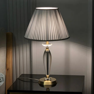 Contemporary Fabric Shade Crystal Base Table Lamp Zawala Image - 10