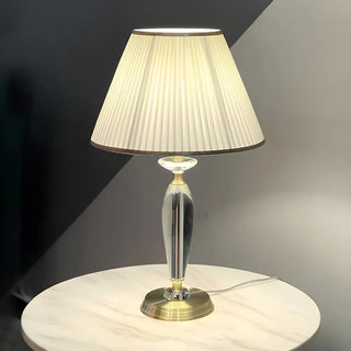 Contemporary Fabric Shade Crystal Base Table Lamp Zawala Image - 3