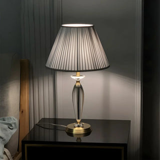 Contemporary Fabric Shade Crystal Base Table Lamp Zawala Image - 5