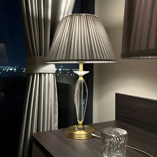Contemporary Fabric Shade Crystal Base Table Lamp Zawala Image - 7