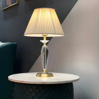 Contemporary Fabric Shade Crystal Base Table Lamp Zawala Image - 8