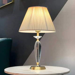 Contemporary Fabric Shade Crystal Base Table Lamp Zawala Image - 9