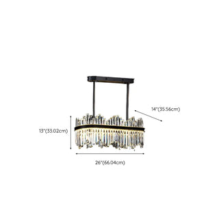ZOWALA - Crystal Black Oval Metal LED Dining Room Chandelier #size