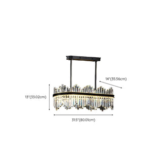 ZOWALA - Crystal Black Oval Metal LED Dining Room Chandelier Image - 11