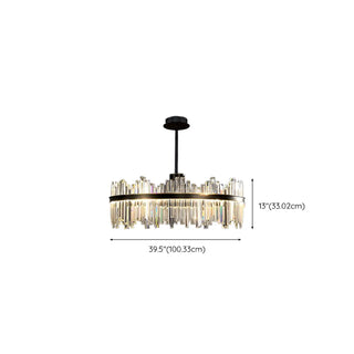 ZOWALA - Crystal Black Oval Metal LED Dining Room Chandelier Image - 12