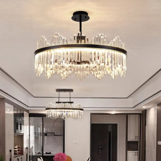 ZOWALA - Crystal Black Oval Metal LED Dining Room Chandelier Image - 4