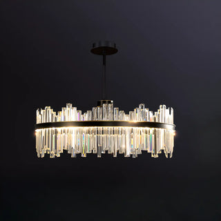 ZOWALA - Crystal Black Oval Metal LED Dining Room Chandelier Image - 5