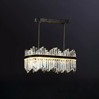 ZOWALA - Crystal Black Oval Metal LED Dining Room Chandelier Image - 6