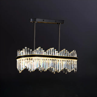 ZOWALA - Crystal Black Oval Metal LED Dining Room Chandelier Image - 7