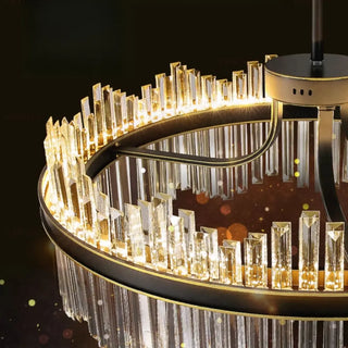 ZOWALA - Crystal Black Oval Metal LED Dining Room Chandelier Image - 9