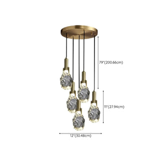 ZOWALA - Modern Crystal Gold Adjustable Pendant Light Image - 25