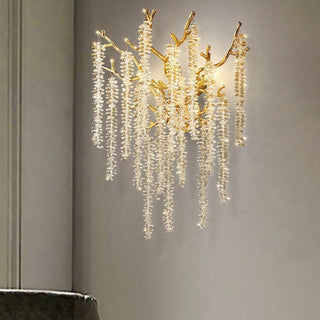 Luxury Crystal Branch Gold LED Wall Sconce Light Zawala Image - 1