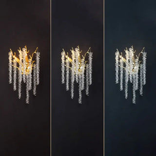 Luxury Crystal Branch Gold LED Wall Sconce Light Zawala Image - 6