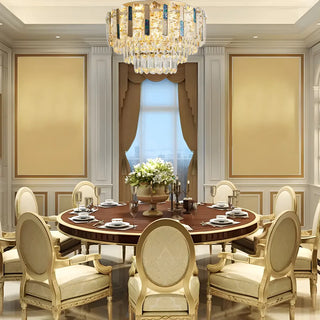 ZOWALA - Modern Crystal Gold Tiered Round Flush Mount Light Image - 1