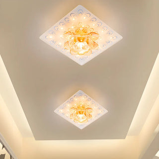 ZOWALA - Modern Crystal Lotus Flush Mount Ceiling Light Image - 1