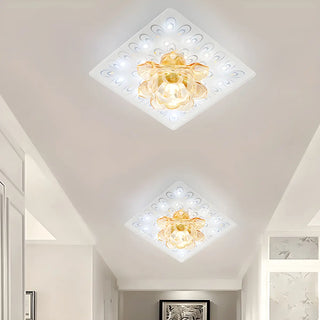 ZOWALA - Modern Crystal Lotus Flush Mount Ceiling Light Image - 2