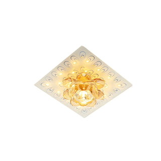 ZOWALA - Modern Crystal Lotus Flush Mount Ceiling Light Image - 3