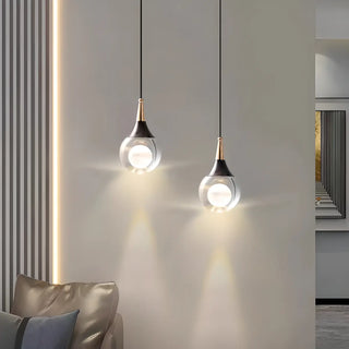 ZOWALA - Modern Teardrop Rock Crystal Clear Glass Pendant Light Image - 4