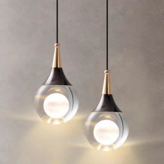ZOWALA - Modern Teardrop Rock Crystal Clear Glass Pendant Light Image - 9
