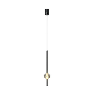 Modern Bedroom Crystal Cube Slim Black Tube Pendant Light Zawala Image - 7