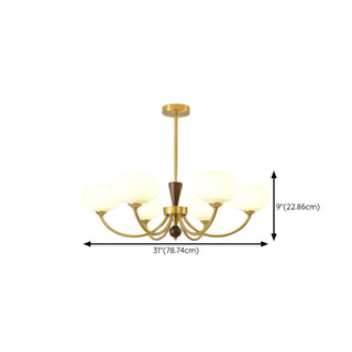 ZOWALA - Gold Curve Arm Persimmon Glass Living Room Chandelier #size
