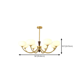 ZOWALA - Gold Curve Arm Persimmon Glass Living Room Chandelier Image - 11