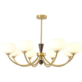 ZOWALA - Gold Curve Arm Persimmon Glass Living Room Chandelier Image - 7