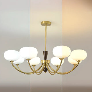 ZOWALA - Gold Curve Arm Persimmon Glass Living Room Chandelier Image - 8