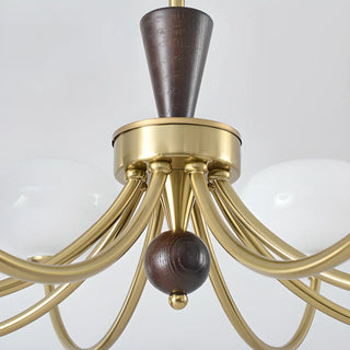 ZOWALA - Gold Curve Arm Persimmon Glass Living Room Chandelier Image - 9