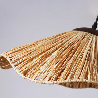 ZOWALA - Oriental Curve Round Rattan Dining Brown Small Pendant Light Image - 8