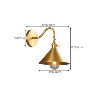 ZOWALA - Modern Gold Metal Cone Wall Light #size