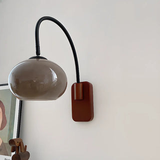 Modern Curved Chrome Arm Drum Wood Wall Sconce Zawala Image - 12
