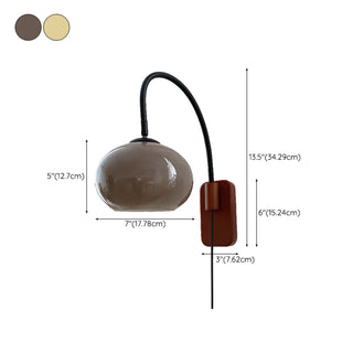 Modern Curved Chrome Arm Drum Wood Wall Sconce Zawala #size