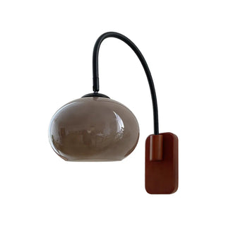 Modern Curved Chrome Arm Drum Wood Wall Sconce Zawala Image - 5