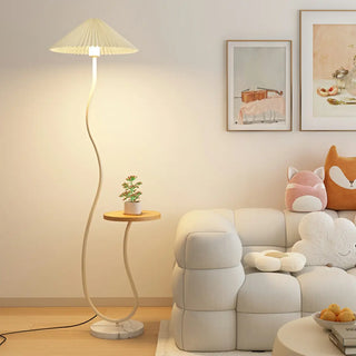 Modern Cone and Curved Floor Lamp with Side Table Zawala Image - 1