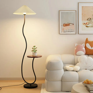 Modern Cone and Curved Floor Lamp with Side Table Zawala Image - 2