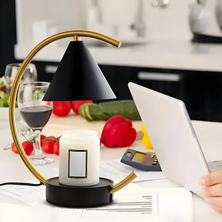 ZOWALA - Modern Cone Black Shade Metal Arc Candle Table Lamp Image - 16