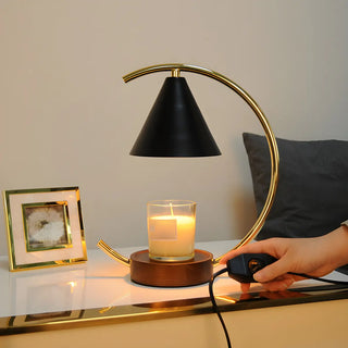 ZOWALA - Modern Cone Black Shade Metal Arc Candle Table Lamp Image - 2