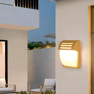 Modern Curved Outdoor Wooden Wall Sconce Zawala Image - 2