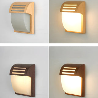 Modern Curved Outdoor Wooden Wall Sconce Zawala Image - 4