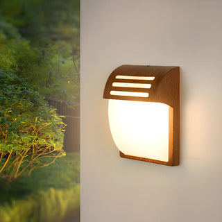 Modern Curved Outdoor Wooden Wall Sconce Zawala Image - 5