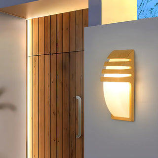 Modern Curved Outdoor Wooden Wall Sconce Zawala Image - 6