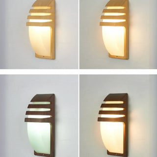 Modern Curved Outdoor Wooden Wall Sconce Zawala Image - 7