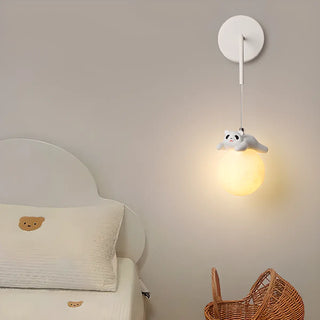 Kid's Room Cute Panda White LED Metal Wall Sconce Zawala Image - 1