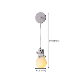 Kid's Room Cute Panda White LED Metal Wall Sconce Zawala #size