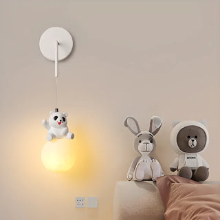 Kid's Room Cute Panda White LED Metal Wall Sconce Zawala Image - 2